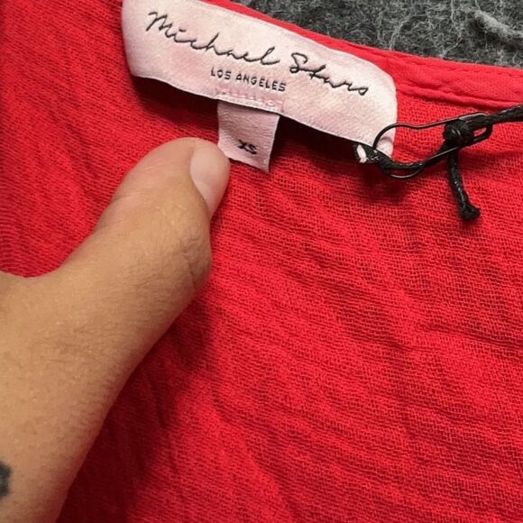 NEW Michael Stars 100% Cotton Gauze Muslin Isabella Midi Dress Salsa Red XS - Picture 6 of 8